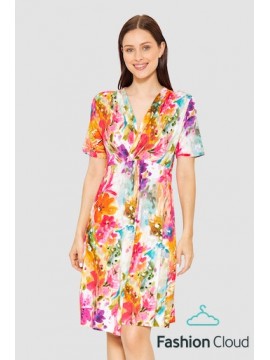 Louis Feraud Multicolour Flowers Sleeved Dress